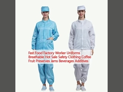 Uniformes de trabalhadores de fábricas de fast food Vendas quentes respiráveis Vestidos de segurança Café Frutas Preservativos Confecções Bebidas Aditivos