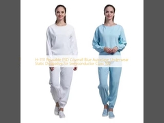 H-1111 Reutilizável ESD Overall Azul Autoclave roupa interior Dissipativo estático para semicondutores Classe 100